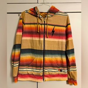 RARE Aviator Nation Khaki Serape Bolt Stitch Hoodie — Size L